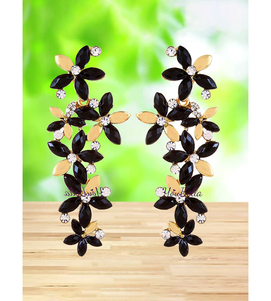 Valentine Gifts : YouBella Jewellery Designer Hanging Earrings for Girls and Women (Golden-Black)