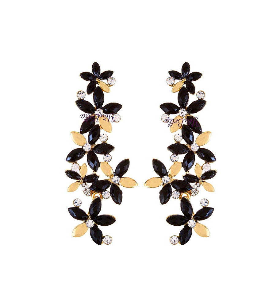 Valentine Gifts : YouBella Jewellery Designer Hanging Fancy Party Wear Earrings for Girls and Women (Golden-Black)