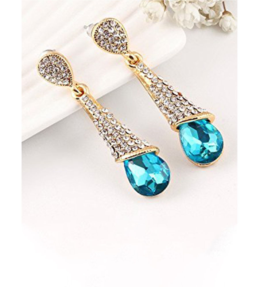 Valentine Gifts : YouBella Jewellery Valentine Collection Zircon Fancy Party Wear Earrings for Girls and Women (Blue)