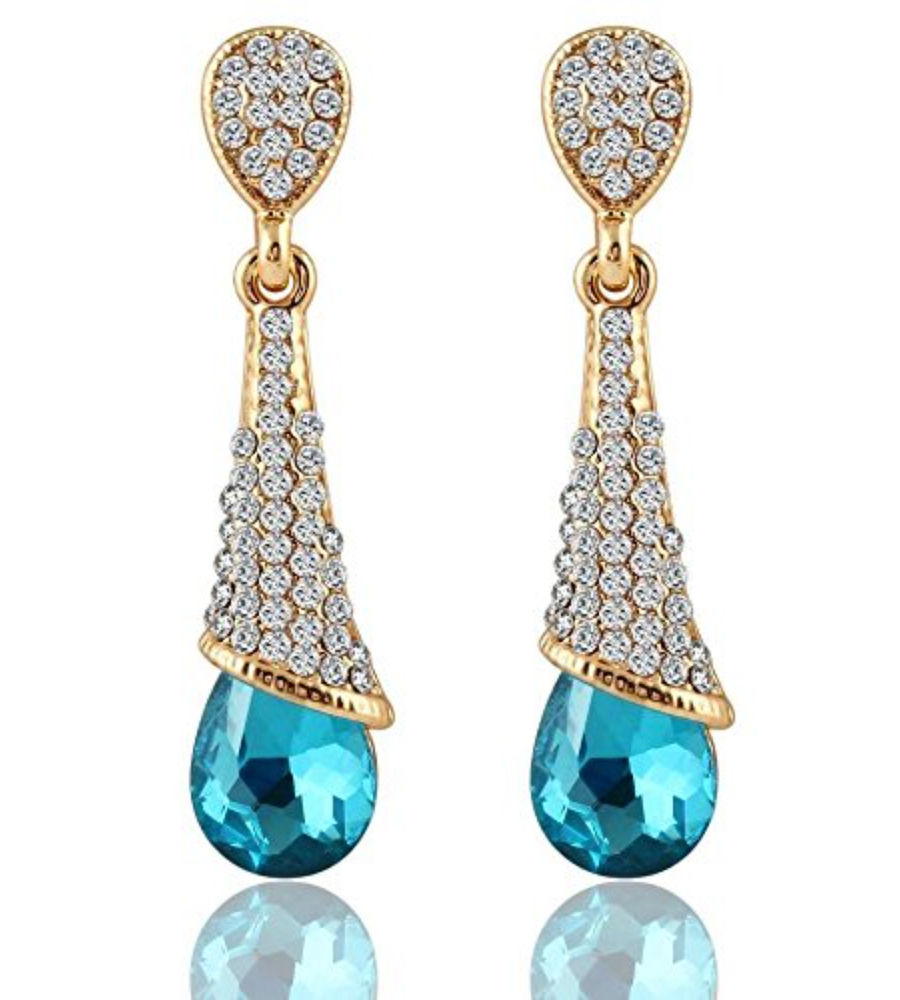 Valentine Gifts : YouBella Jewellery Valentine Collection Zircon Earrings for Girls and Women (Blue)