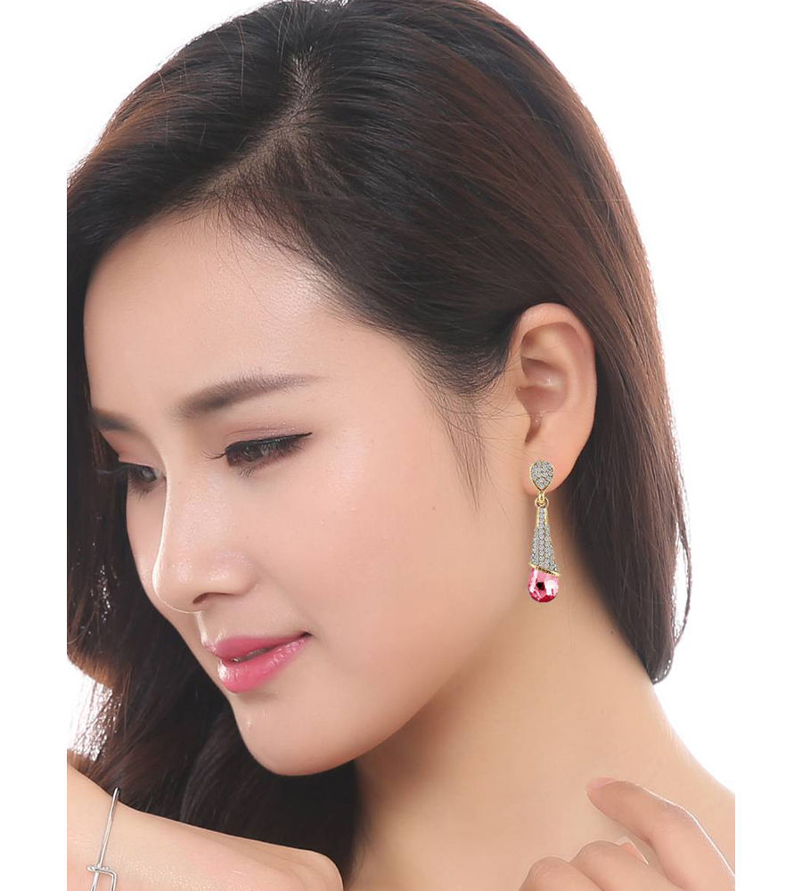 YouBella Valentine Gifts : Jewellery Valentine Collection Zircon Earrings for Girls and Women (Pink)