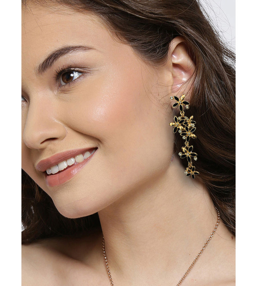 YouBella Jewellery Balck Gold Plated Zircon Hanging Earrings for Women