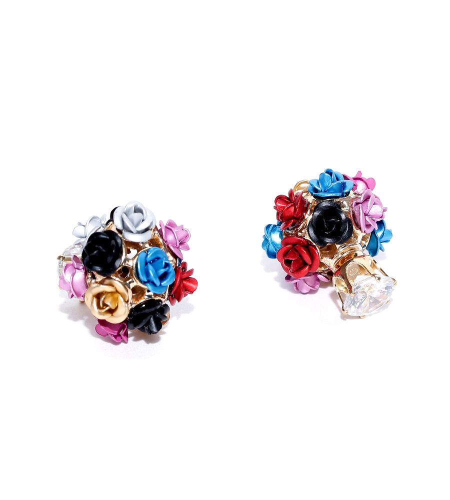 YouBella Gold-Plated Rose Shape Stud Earring for Women (Multicolour)