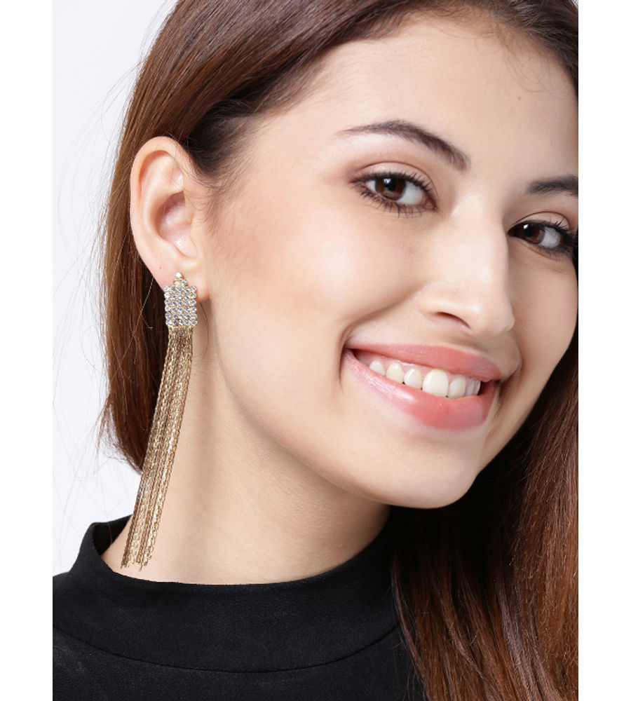 YouBella Jewellery Dangler Gold Plated Crystal Earrings for Girls and Women