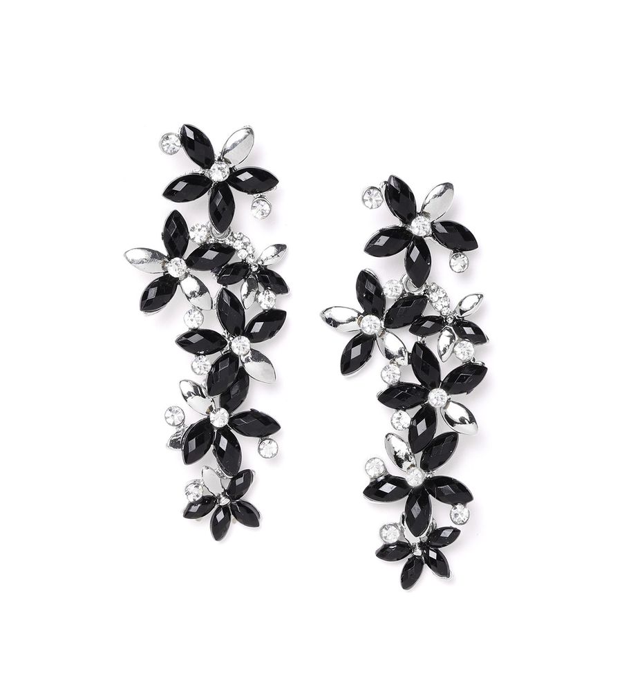 YouBella Jewellery Designer Hanging Earrings for Girls and Women (Silver-Black)