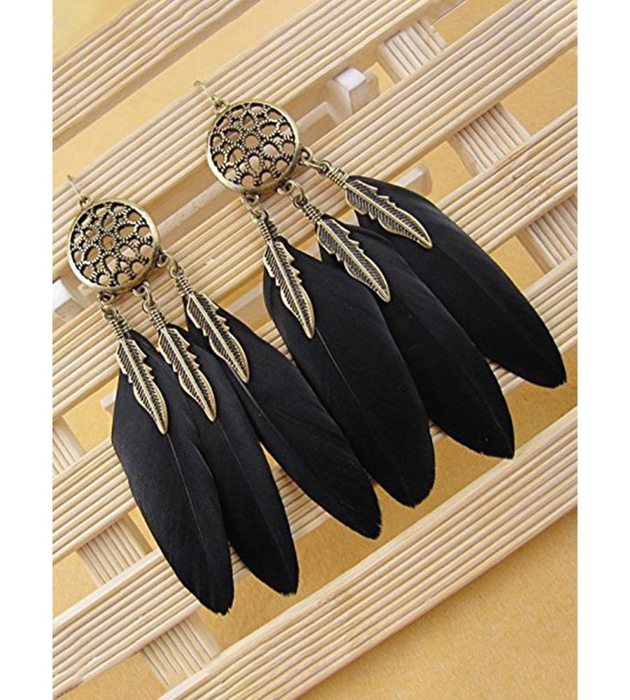 YouBella Jewellery Bohemian Feather Dangler Earrings For Girls and Women