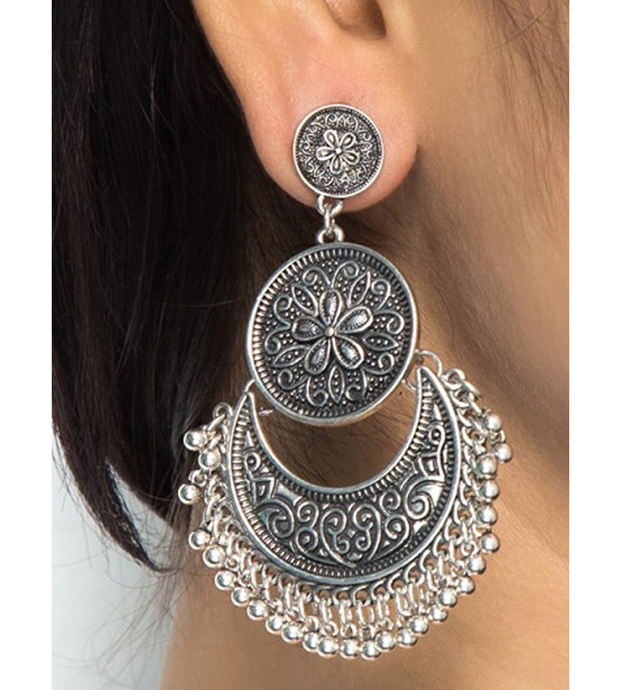 YouBella Jewellery Oxidised Afghani Combo Earrings For Girls and Women
