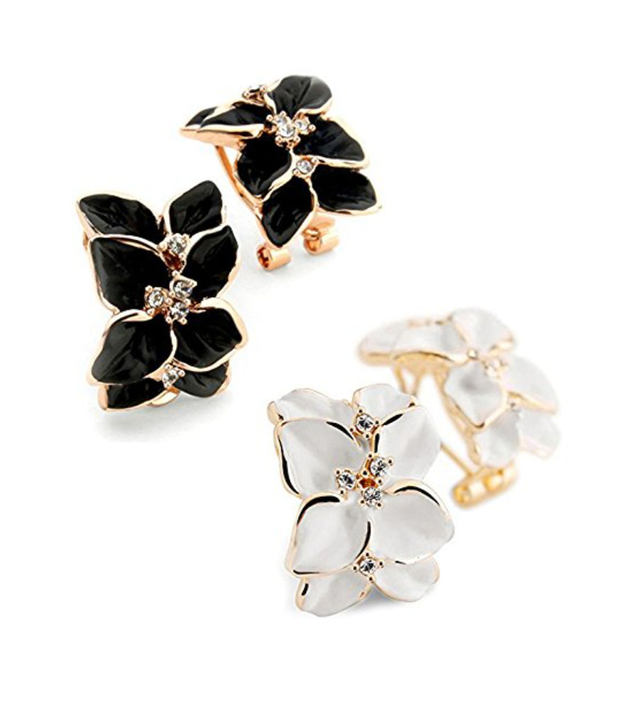 YouBella Golden Plated Stud Earrings for Women (Black & White)(YBEAR_32039)