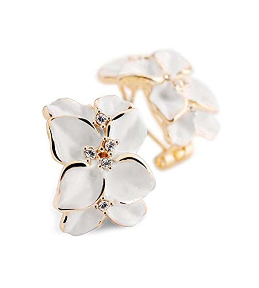 YouBella Golden Plated Stud Earrings for Women (Black & White)(YBEAR_32039)