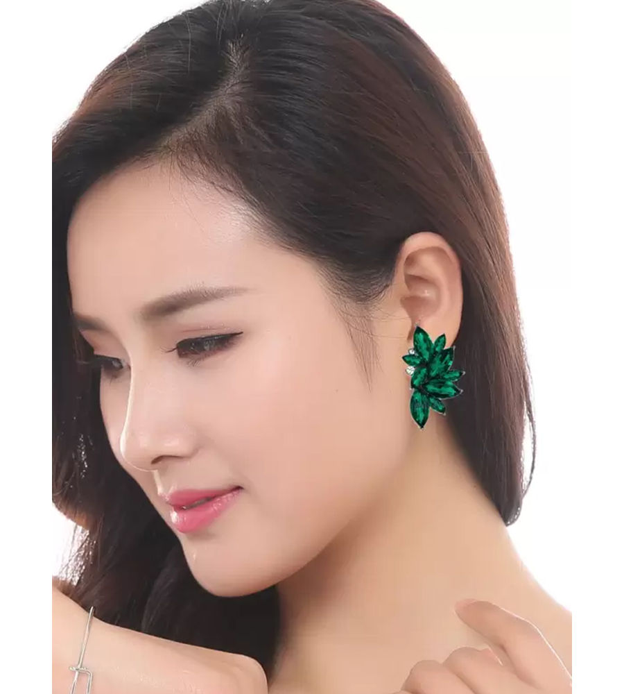 Valentine Gifts : YouBella Fashion Jewellery Stylish Fancy Party Wear Earrings for Girls and Women (Green)