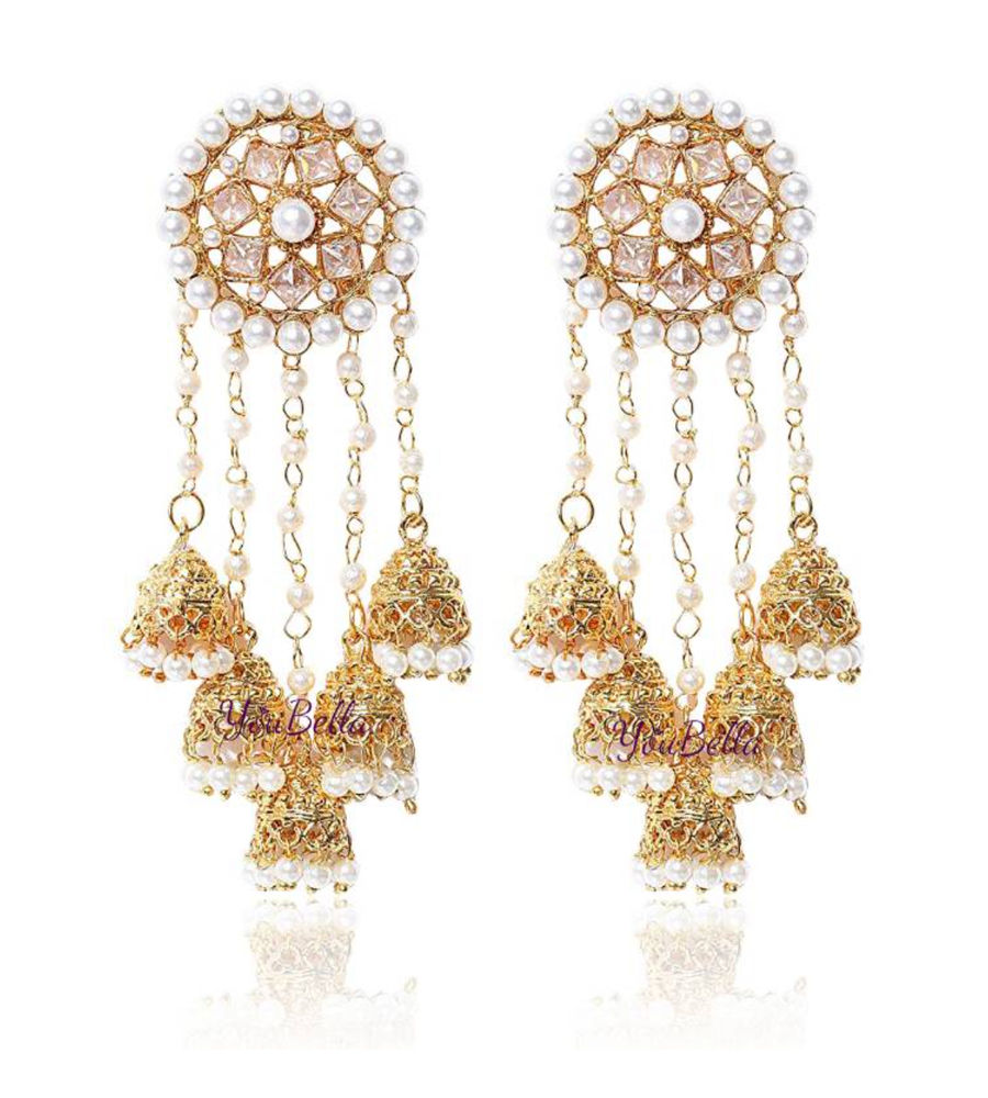 YouBella Jewellery Gold Plated Pearl Fancy Party Wear Jhumka/Jhumki Earrings for Women Traditional Earrings for Girls