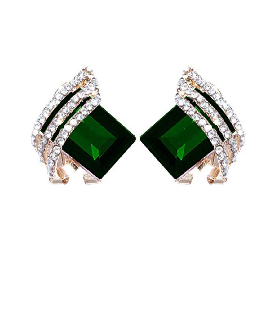 YouBella Jewellery Crystal Stud Earrings for Girls and Women (Green)