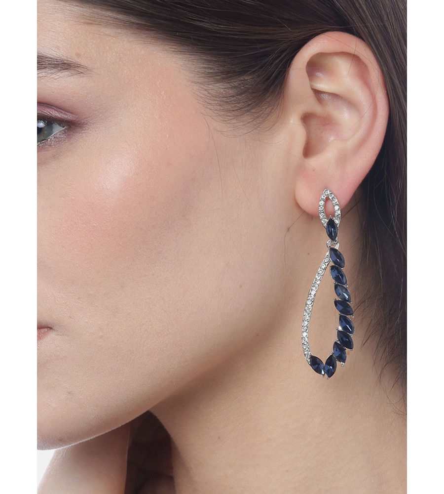 YouBella Silver Plated Fashion Stylish Fancy Party Wear Blue Earrings for Girl and Women