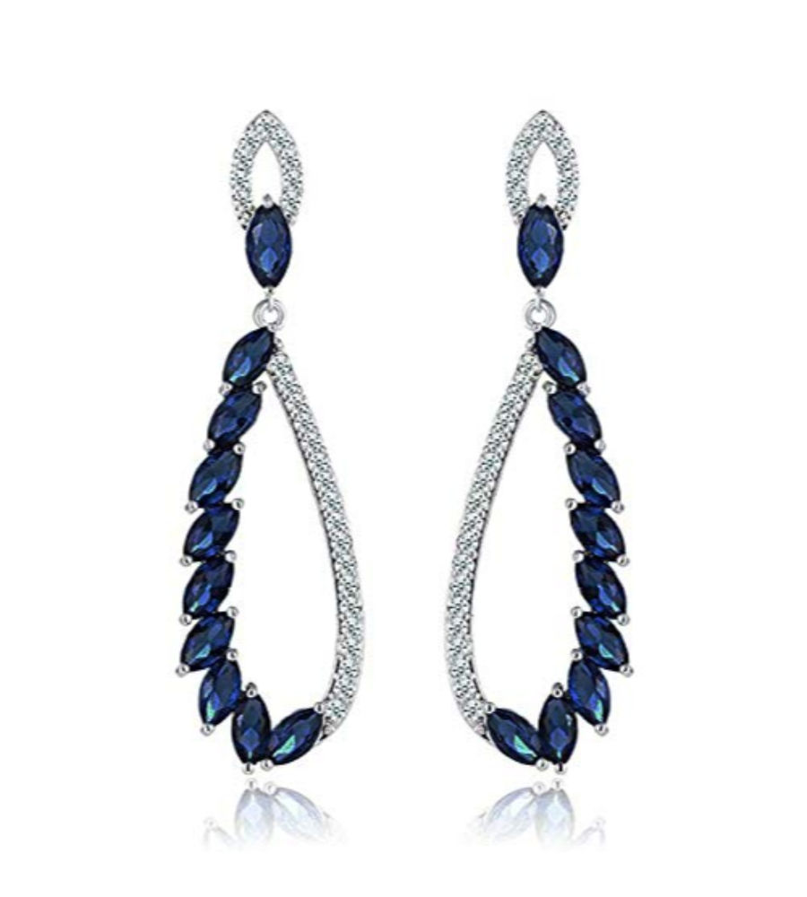 YouBella Silver Plated Fashion Stylish Fancy Party Wear Blue Earrings for Girl and Women