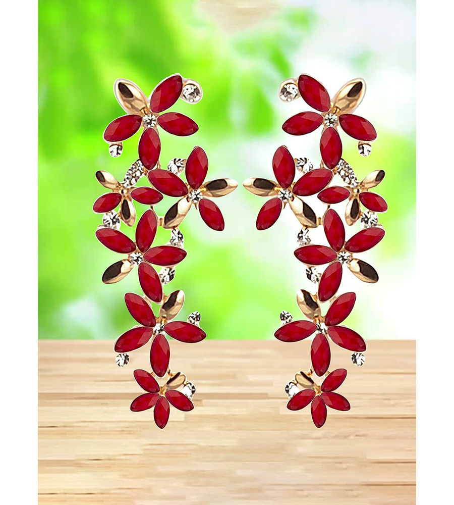 YouBella Jewellery Designer Hanging Earrings for Girls and Women (Red)