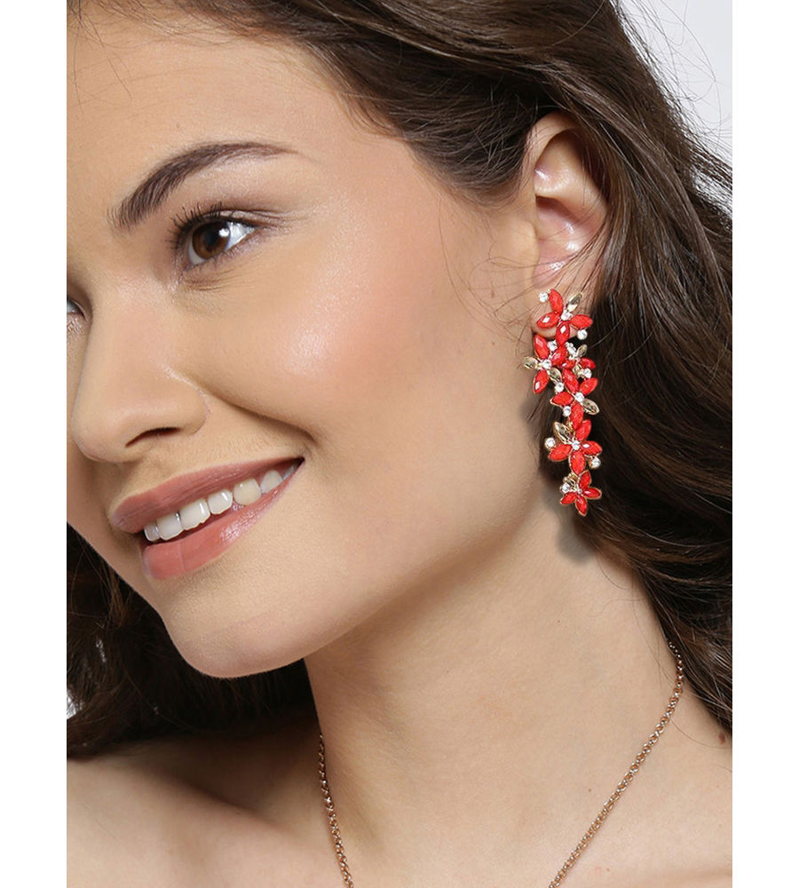 YouBella Jewellery Designer Hanging Earrings for Girls and Women (Red)