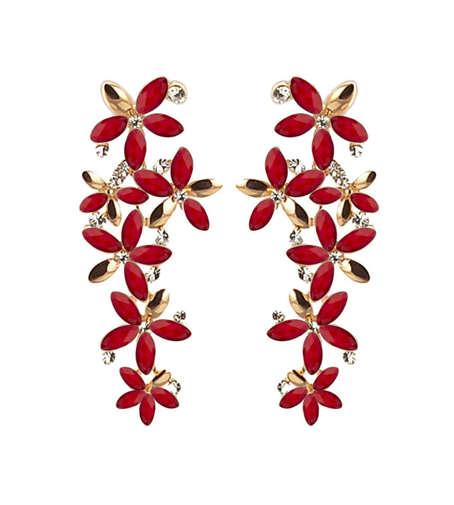 YouBella Jewellery Designer Hanging Earrings for Girls and Women (Red)