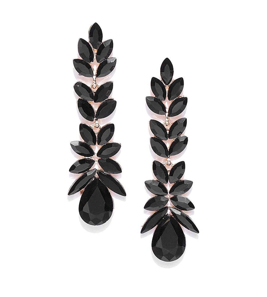 YouBella Jewellery Valentine Collection AAA Swiss Zircon Earings Earrings for Girls and Women (Grey-Black)