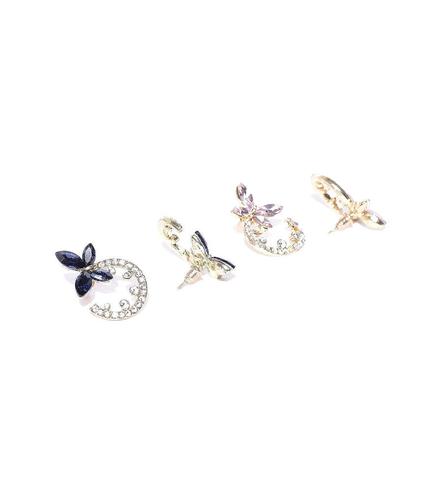 YouBella Jewellery Crystal Floral Earrings Combo For Girls and Women