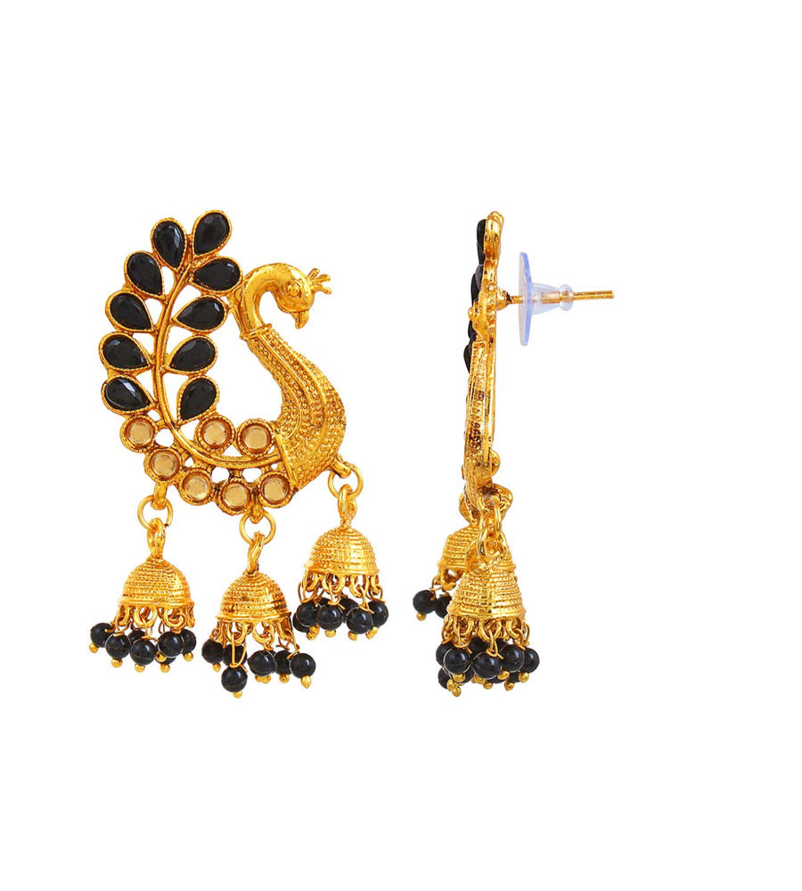 YouBella Jewellery Earings Gold Plated Pearl Jhumka/Jhumki Earrings for Girls and Women (Black)