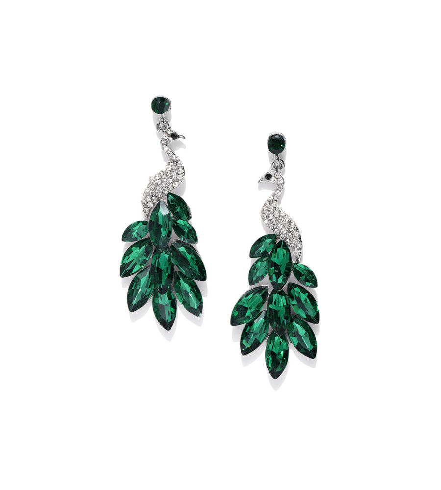 YouBella Jewellery Valentine Collection AAA Swiss Zircon Peacock Earings Fashion Earrings for Girls and Women (Green)