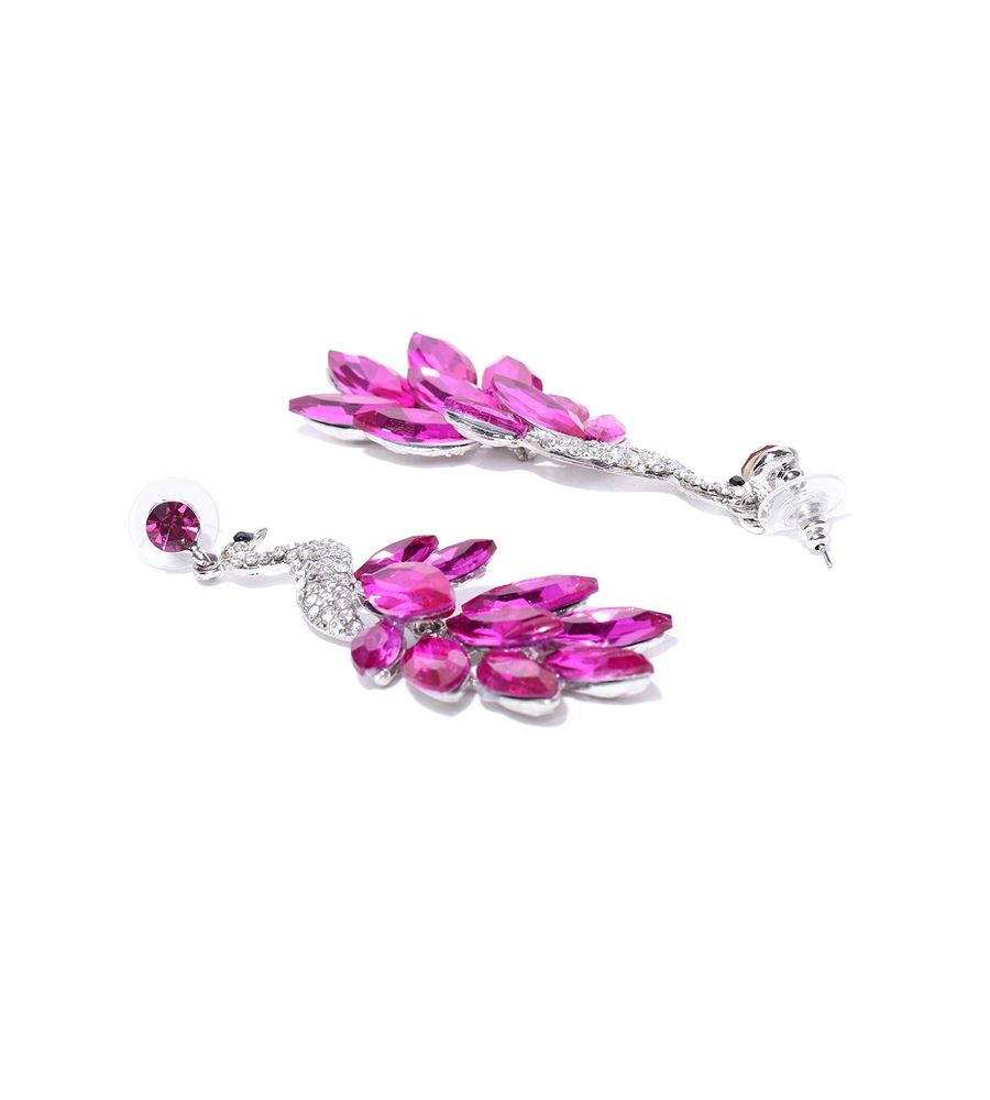 YouBella Jewellery Valentine Collection AAA Swiss Zircon Peacock Earings Fashion Earrings for Girls and Women (Pink)