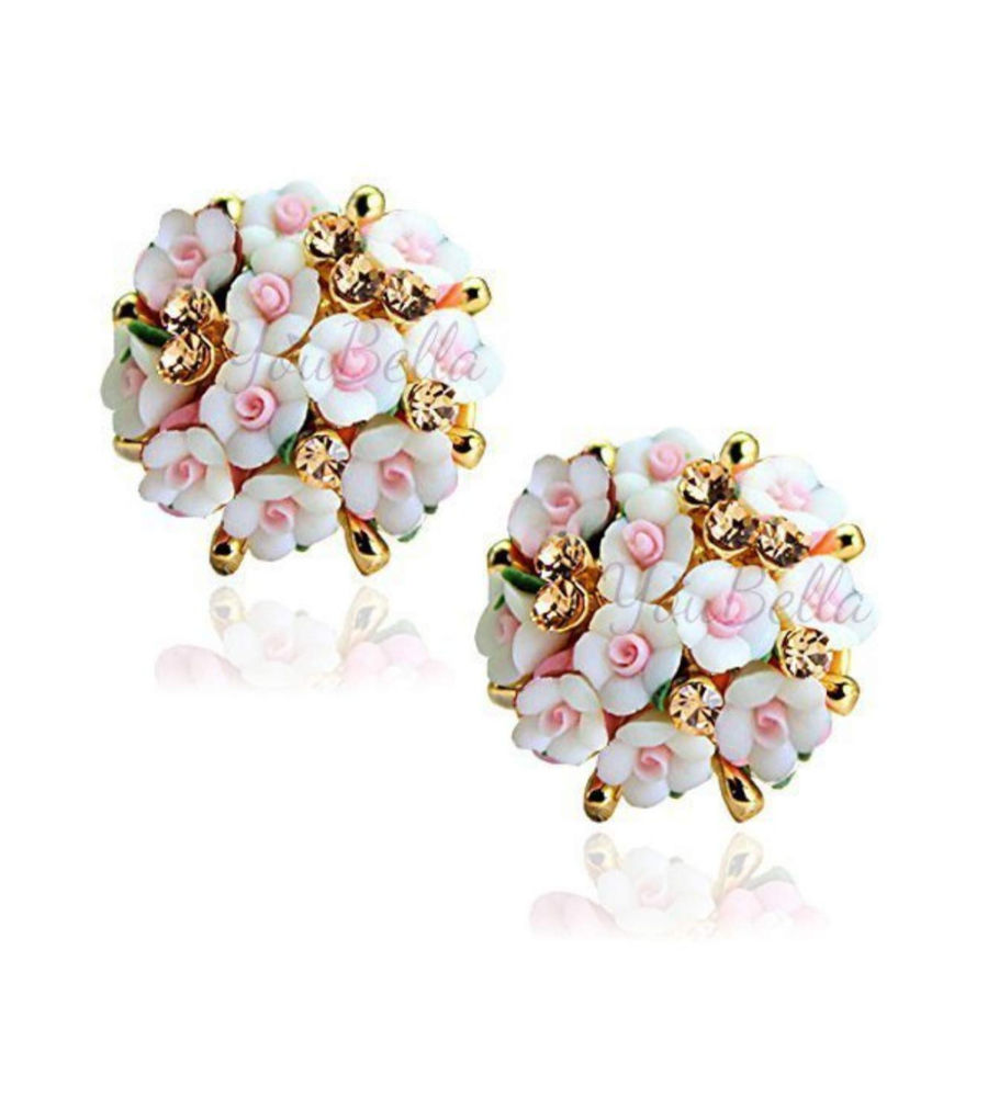 YouBella Jewellery Women's/Girls Gold Plated Flower Shape Resin Combo Earrings (Multicolour)