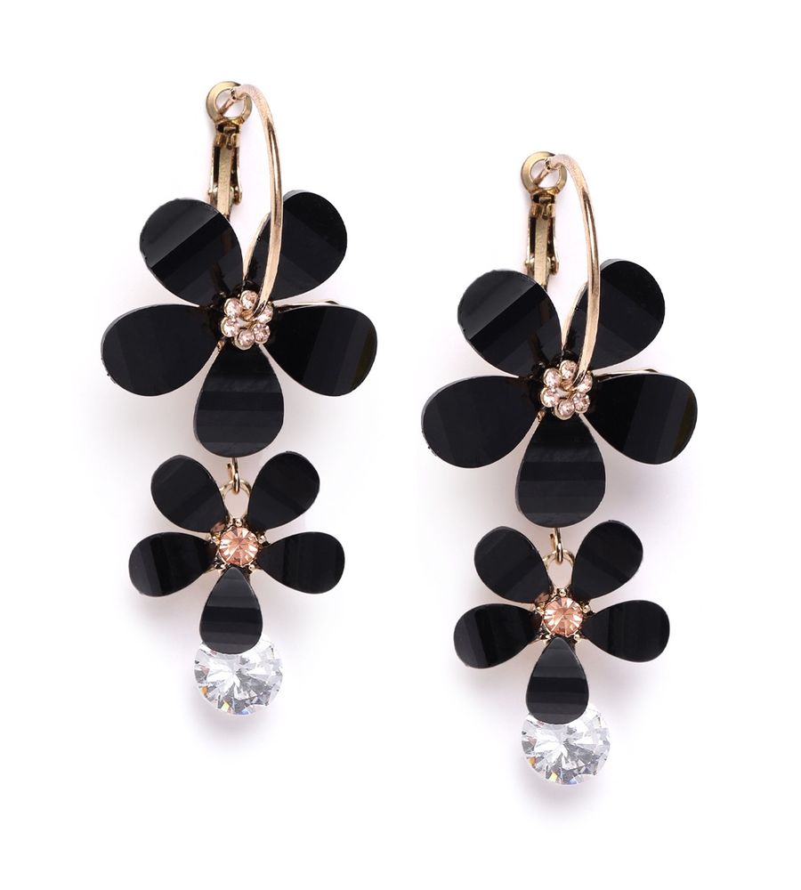 YouBella Jewellery Ear rings for women Crystal Earrings for Girls and Women (Black)