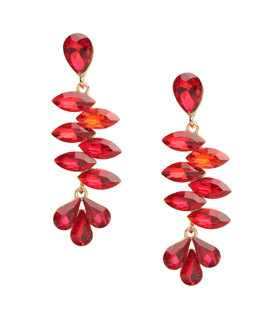 YouBella Jewellery Earings Crystal Drop Earrings for Girls and Women (Red)