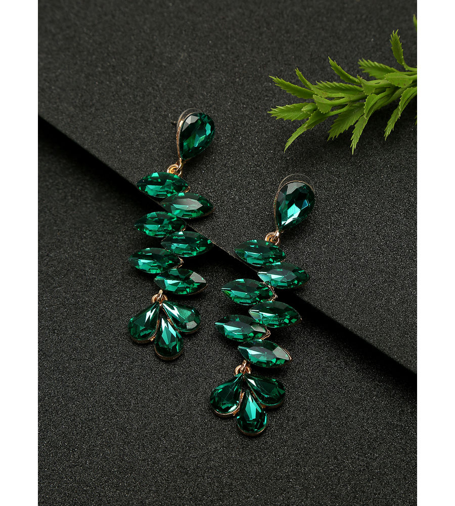 YouBella Jewellery Earings Crystal Drop Earrings for Girls and Women (Green)