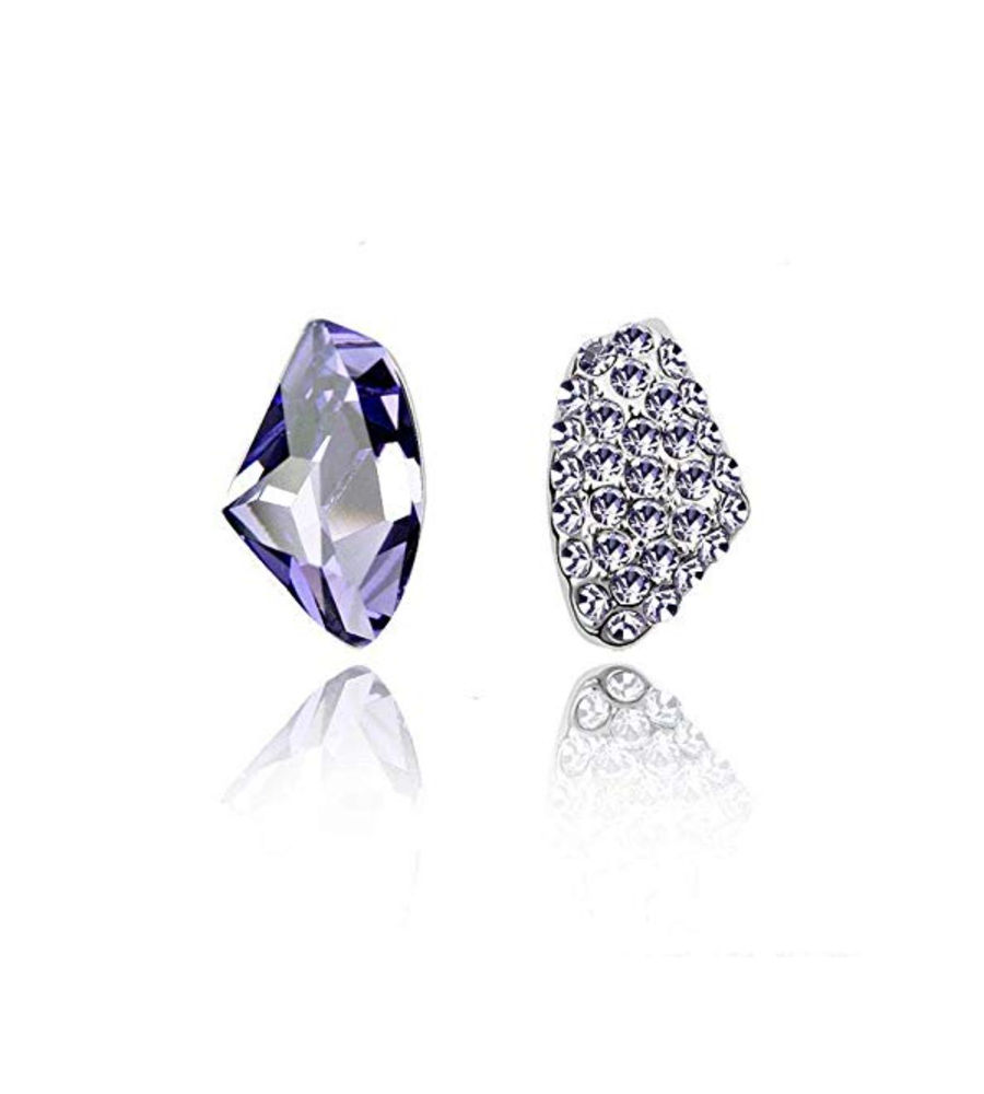 YouBella Jewellery Crystal Stud Earrings for Girls and Women (Purple)