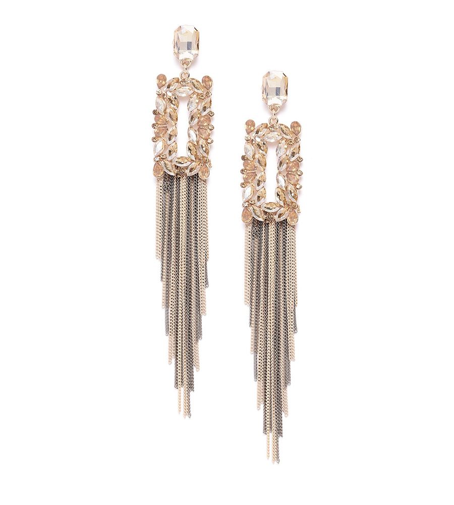 YouBella Jewellery Earings Crystal Tassel Handmade Earrings for Girls and Women (Brown)