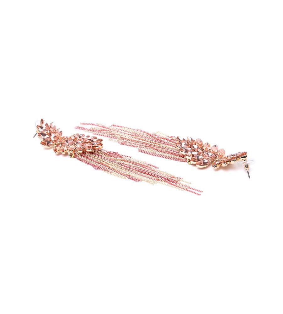 YouBella Jewellery Earings Crystal Tassel Handmade Earrings for Girls and Women (Peach)