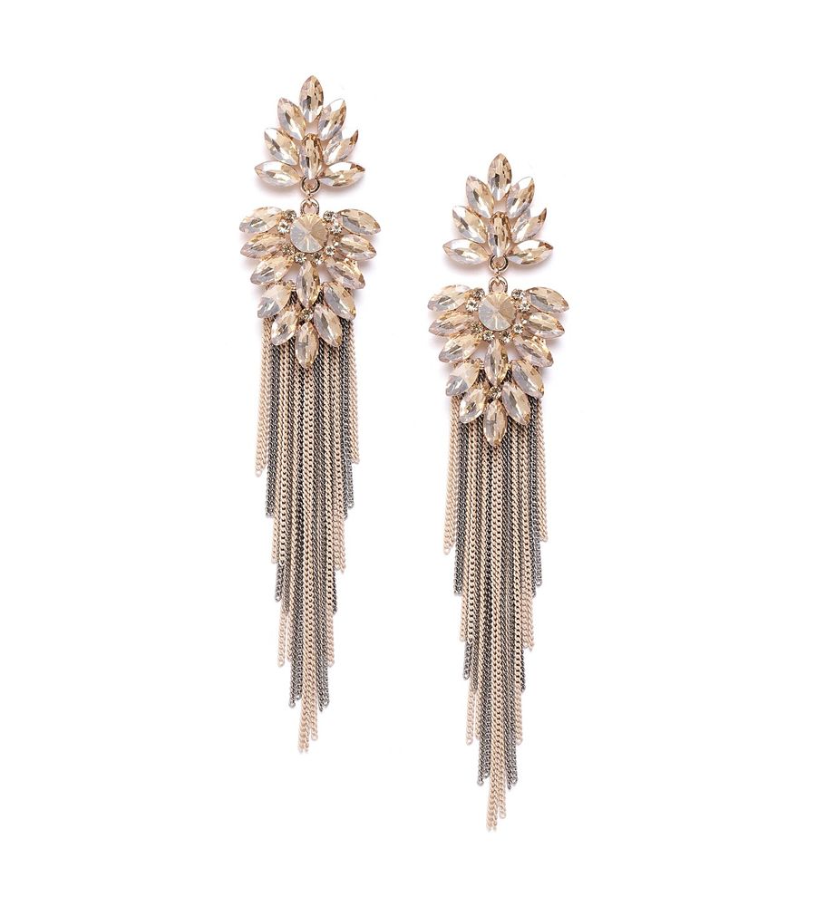 YouBella Jewellery Earings Crystal Tassel Handmade Earrings for Girls and Women (Brown)