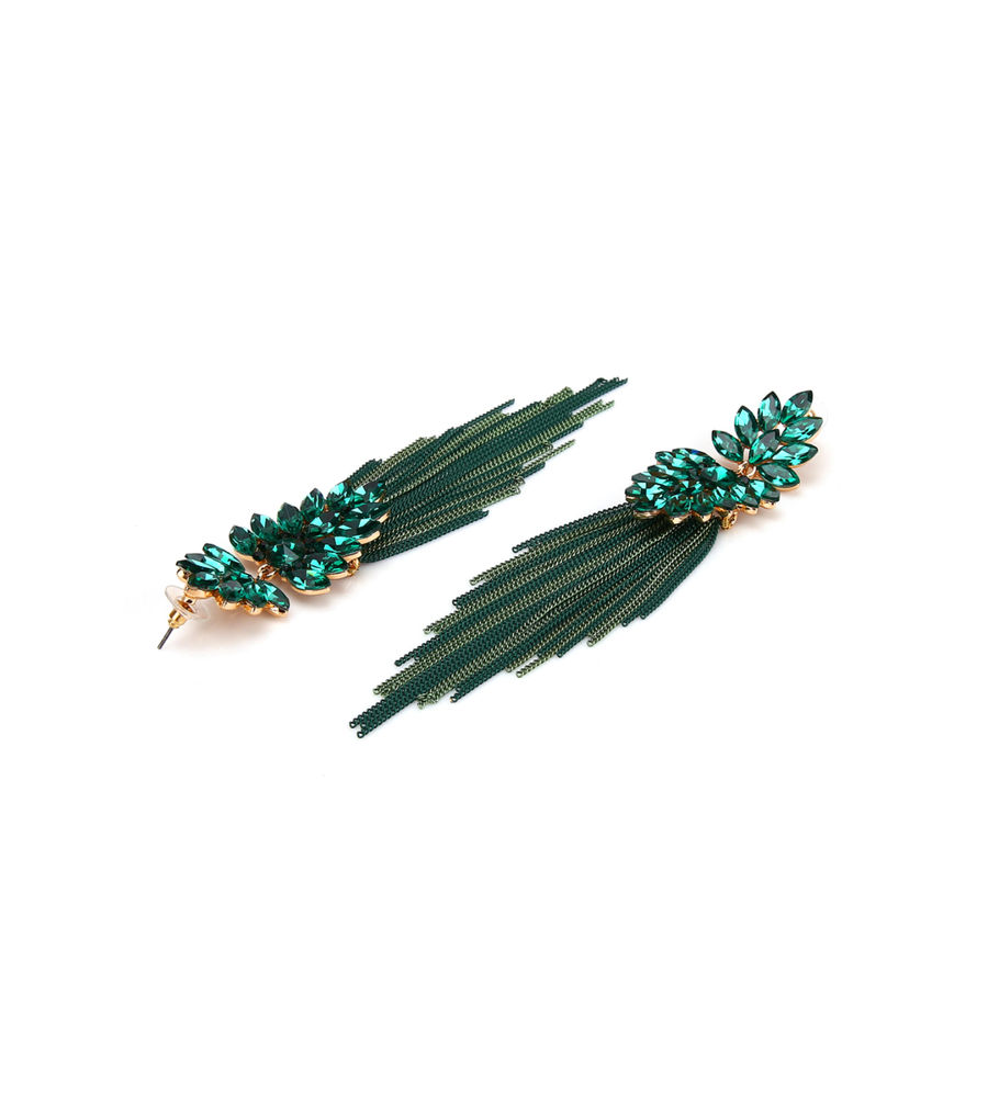 YouBella Jewellery Earings Crystal Tassel Handmade Earrings for Girls and Women (Green)