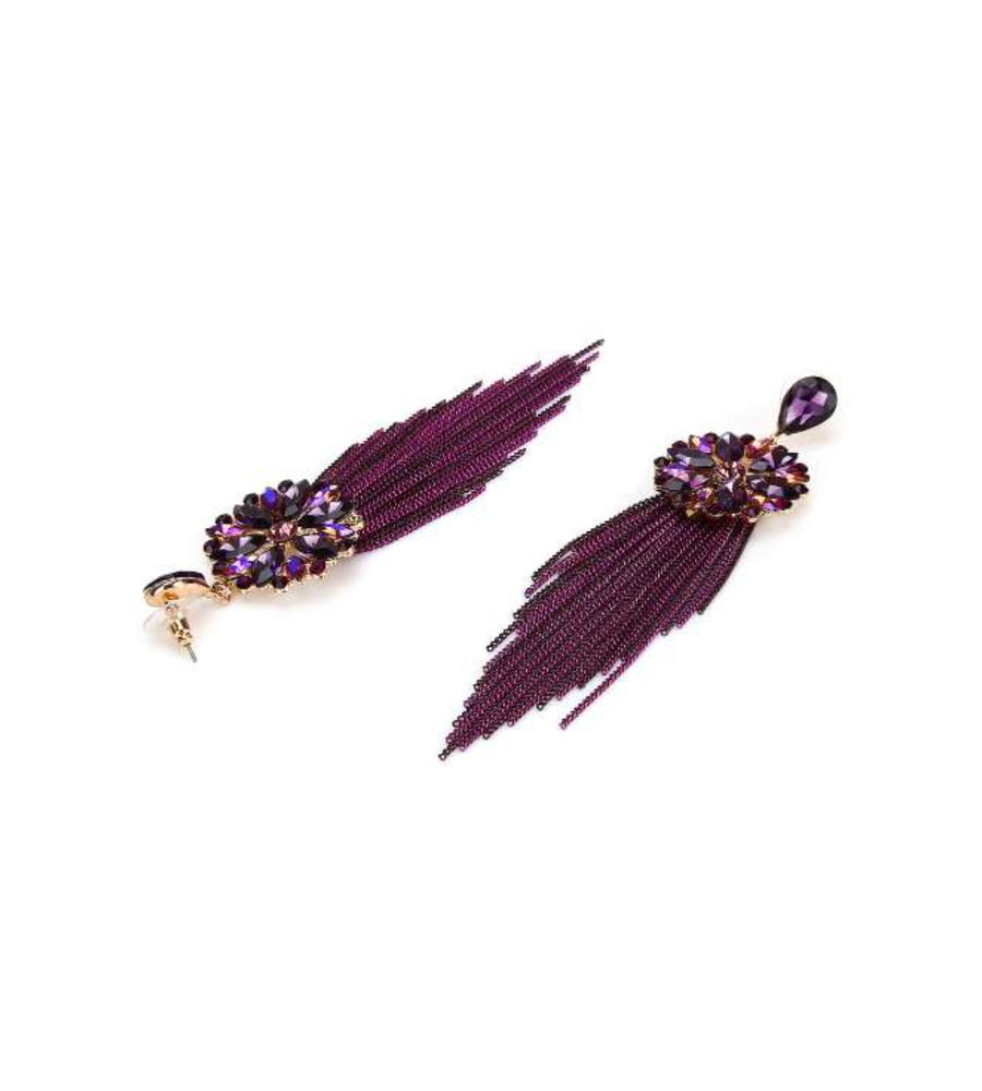 YouBella Jewellery Earrings for women Crystal Tassel Handmade Earrings for Girls and Women (Purple)