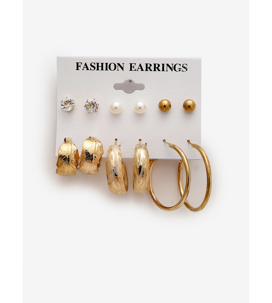 YouBella
Woman Set of 12 Gold-Toned Contemporary Studs Earrings