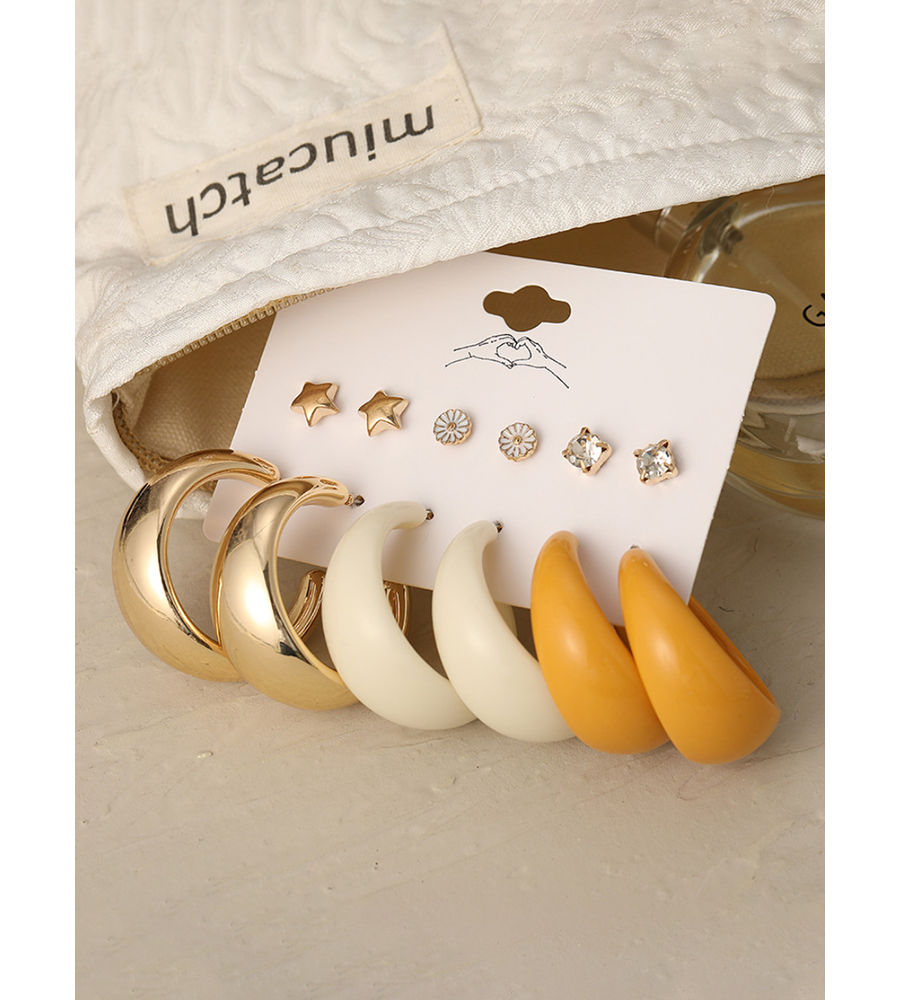 YouBella Jewellery Combo of 6 Gold Plated Earrings for Girls and Women (Multi-Color) (YBEAR_32937), Medium