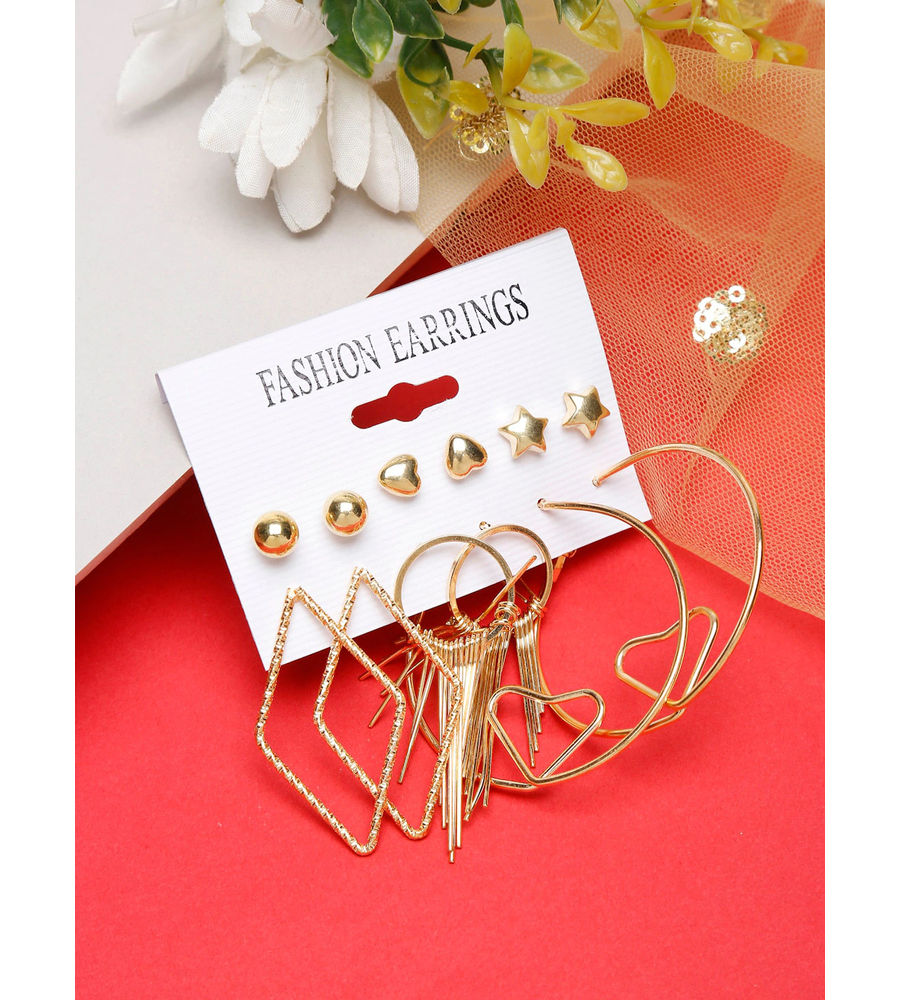 YouBella Jewellery Celebrity Inspired Gold Plated Earrings Combo for Girls and Women (Style 8)