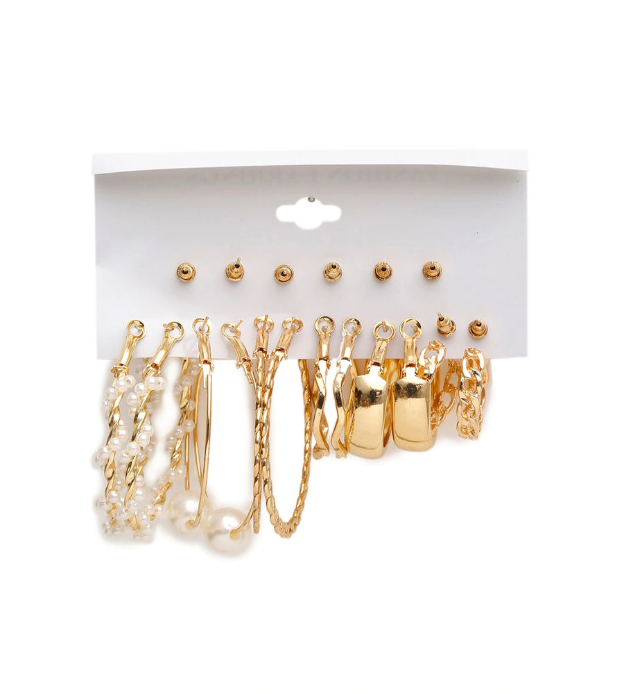 YouBella Jewellery Celebrity Style Gold Plated Hoops and Studs Combo for Girls and Women (Gold) (YBEAR_32959)