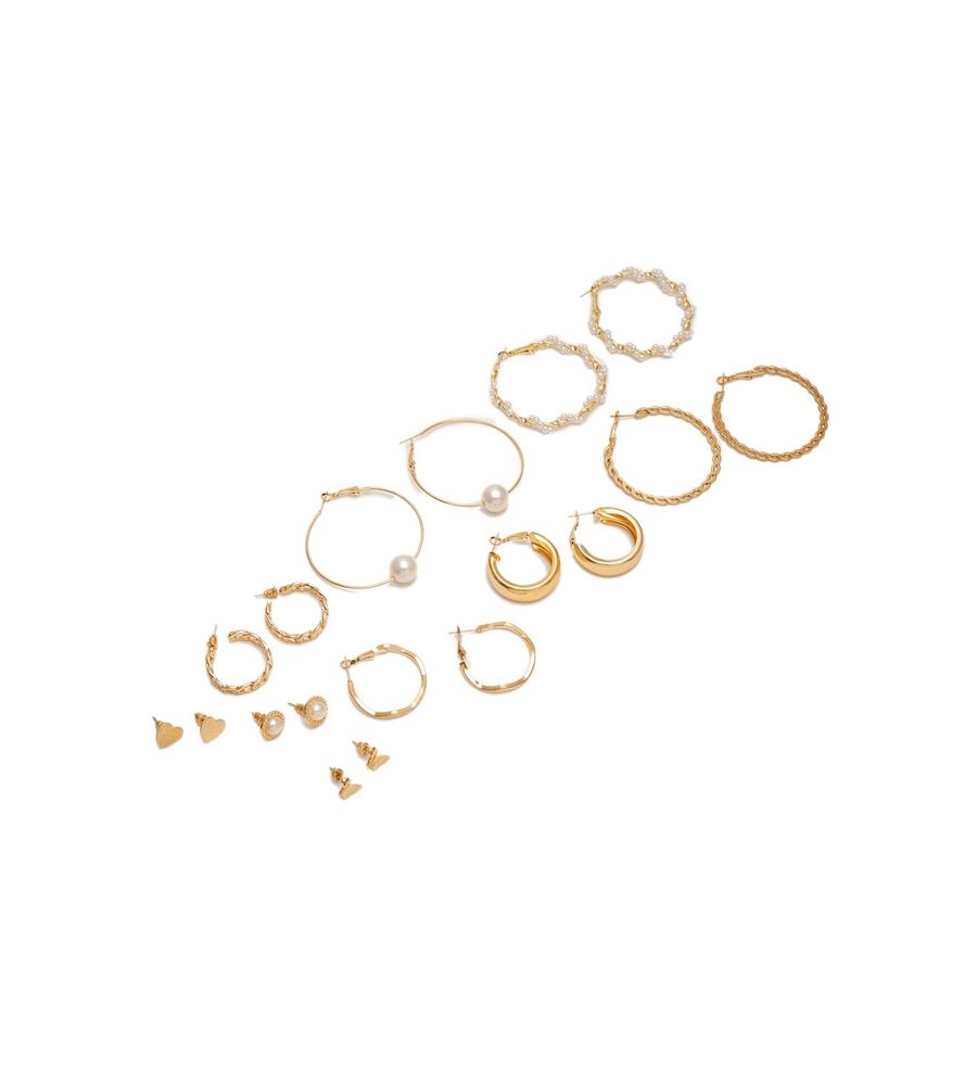 YouBella Jewellery Celebrity Style Gold Plated Hoops and Studs Combo for Girls and Women (Gold) (YBEAR_32959)