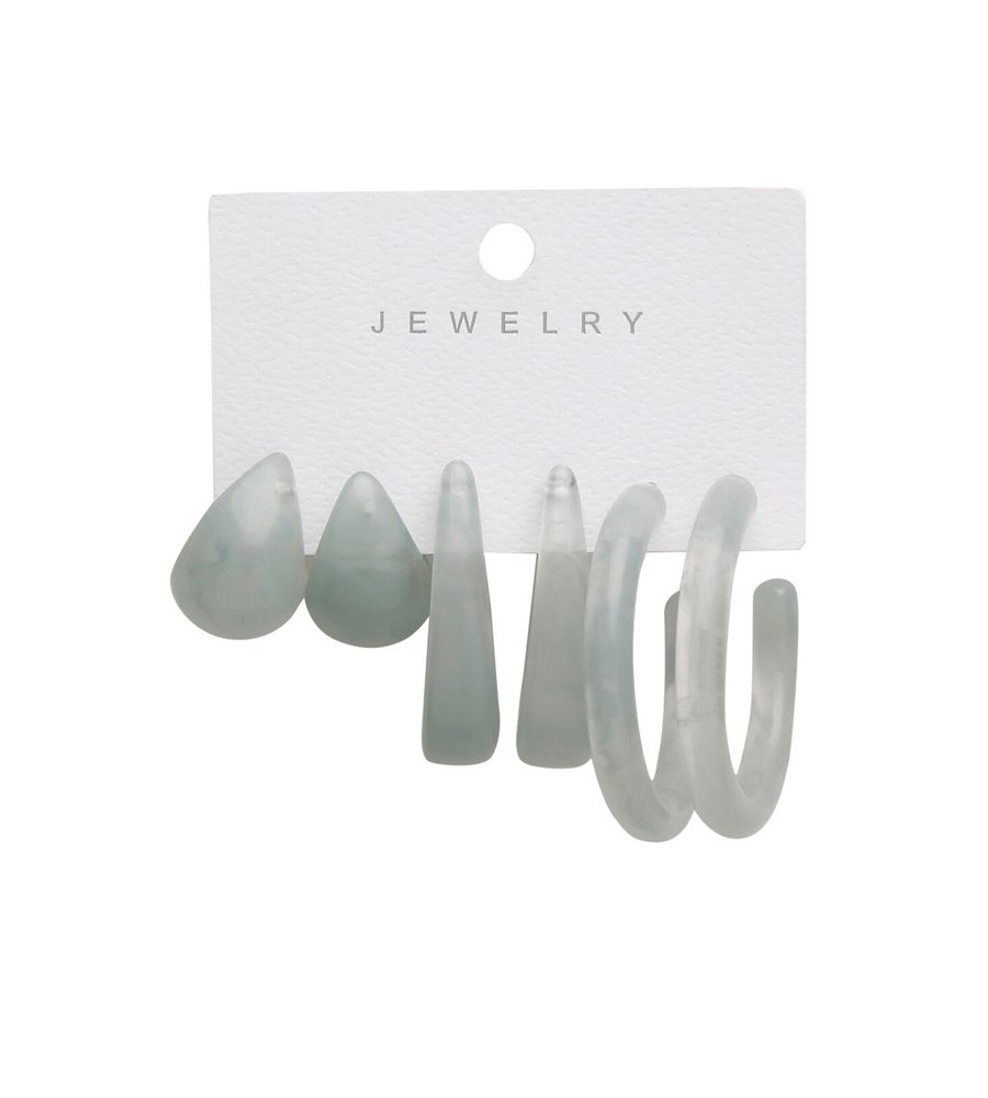 Woman Set of 3 Grey Contemporary Studs Earrings