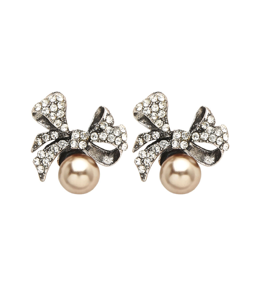 YouBella Jewellery Silver Plated Pearl Stud Earrings for Girls and Women (YBEAR_33110) (Silver)