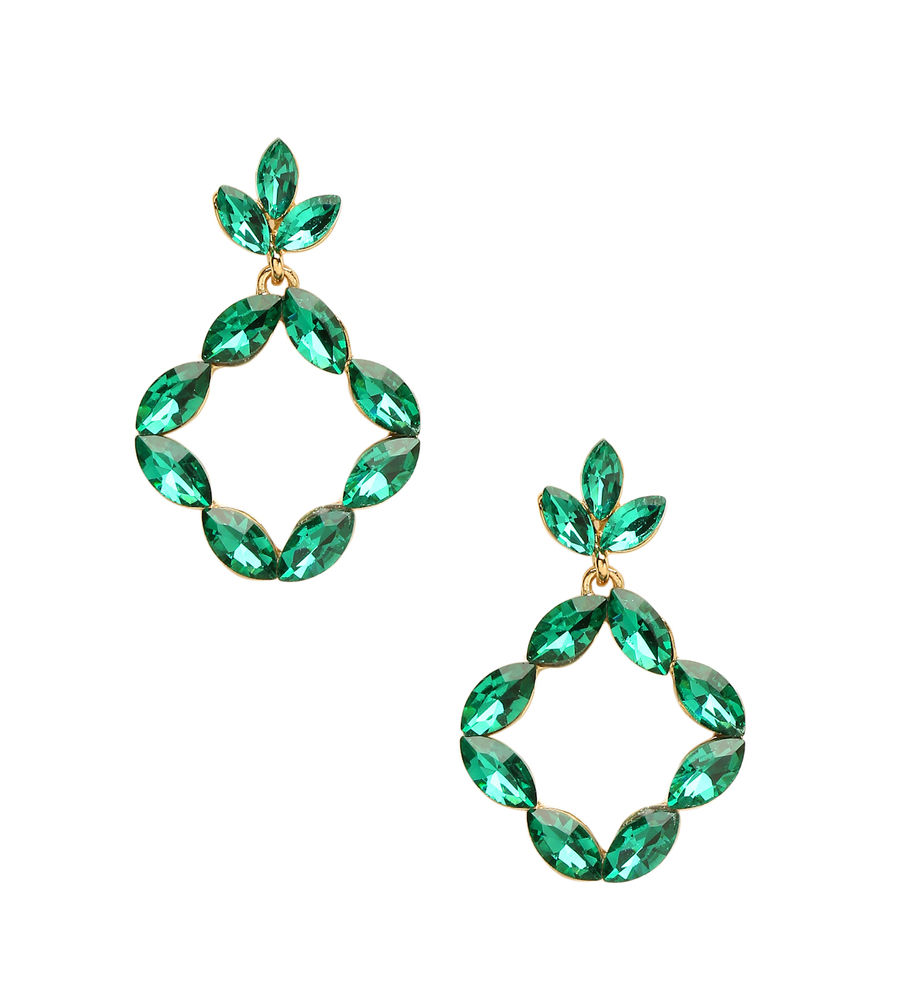 YouBella Fashion Jewellery Gold Plated Drop and Dangler Earrings for Girls and Women (Green)