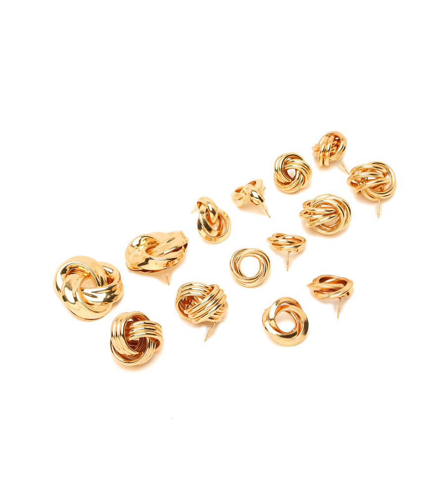 YouBella Fashion Jewellery Gold Plated Combo of 7 Pair of Stud Earrings for Girls and Women (Gold) (YBEAR_33135)