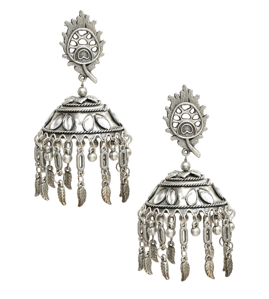 YouBella Jewellery Celebrity Inspired Oxidised Silver Big Size Jhumki Earrings for Girls and Women (Style 5)