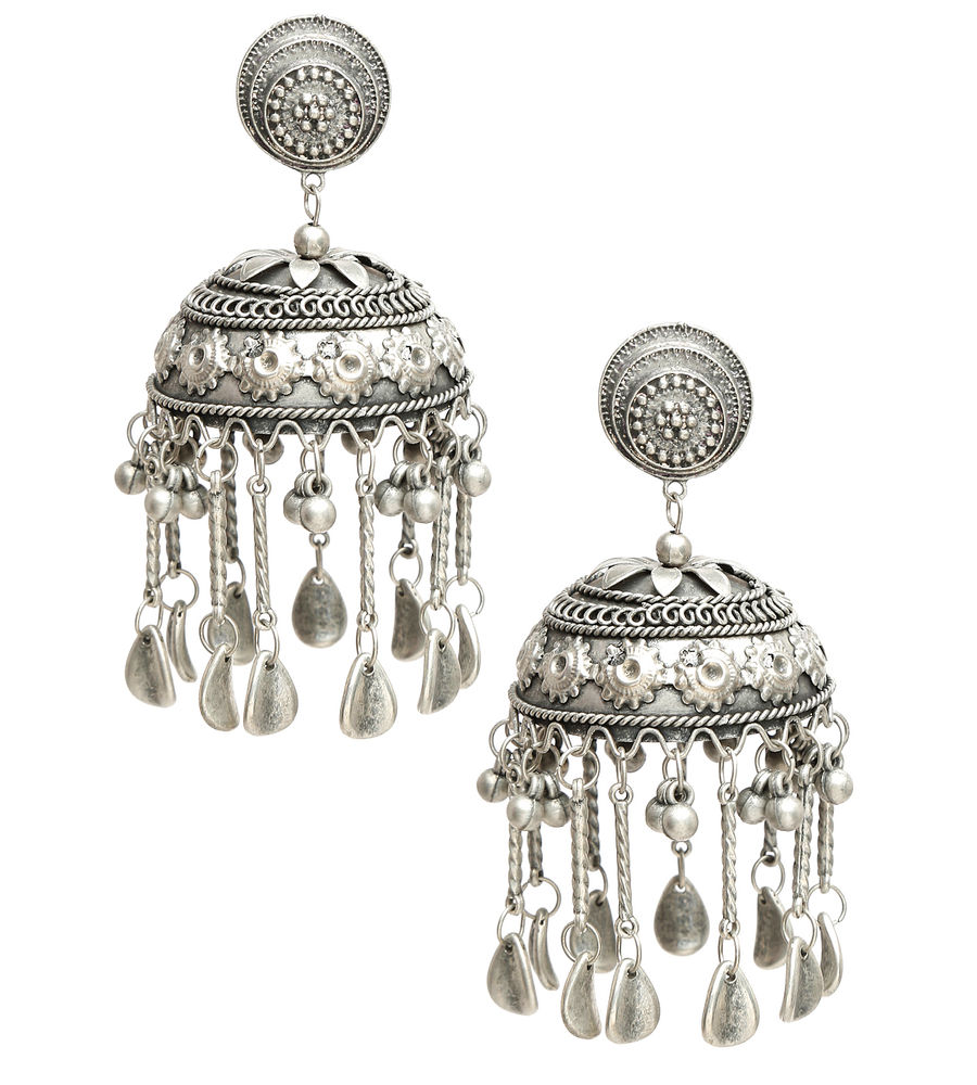 YouBella Jewellery Celebrity Inspired Oxidised Silver Big Size Jhumki Earrings for Girls and Women (Style 3)