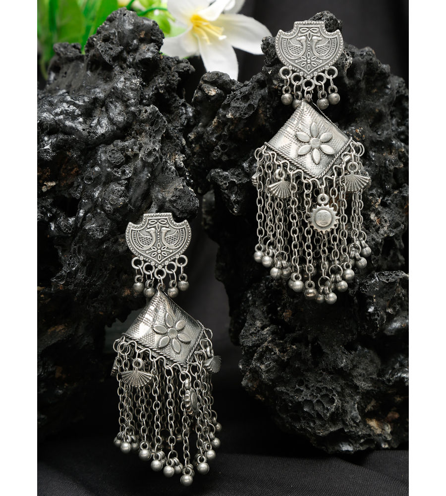 YouBella Jewellery Celebrity Inspired Oxidised Silver Big Size Jhumki Earrings for Girls and Women (Style 2)