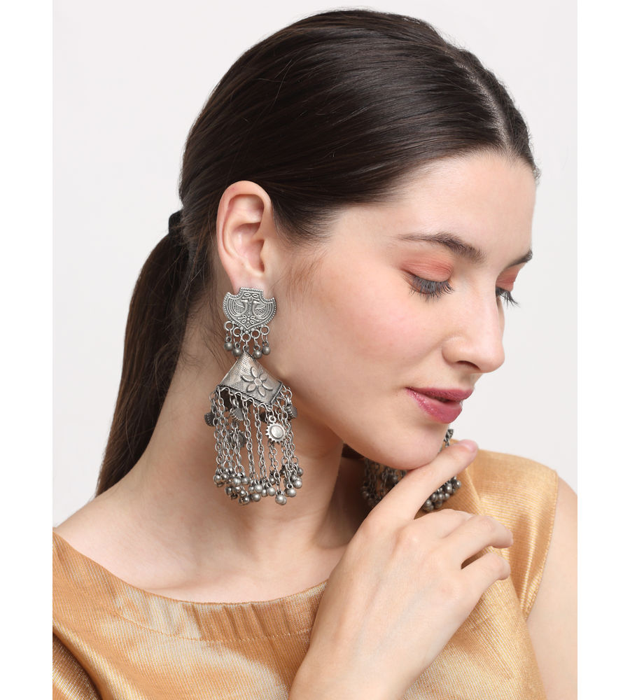 YouBella Jewellery Celebrity Inspired Oxidised Silver Big Size Jhumki Earrings for Girls and Women (Style 2)