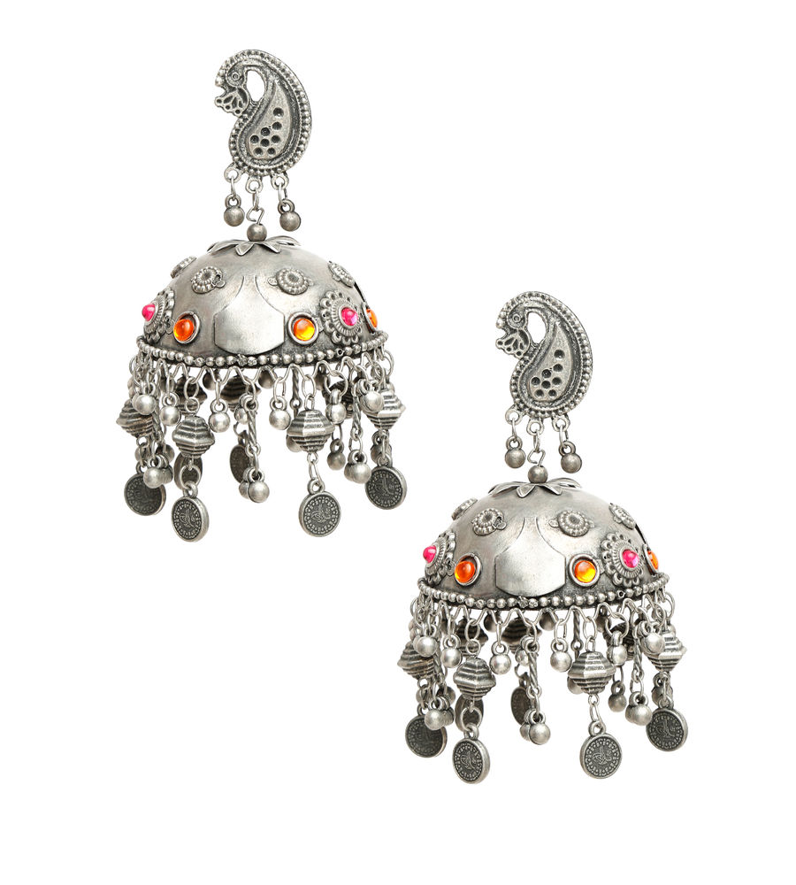 YouBella Jewellery Celebrity Inspired Oxidised Silver Big Size Jhumki Earrings for Girls and Women (Style 3)